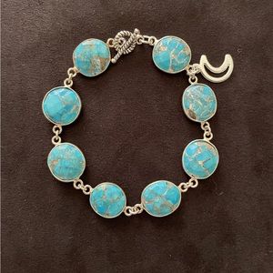 Turquoise & Sterling Link Bracelet